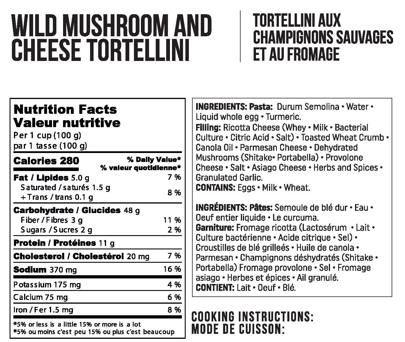 Wild Mushroom and Cheese Tortellini